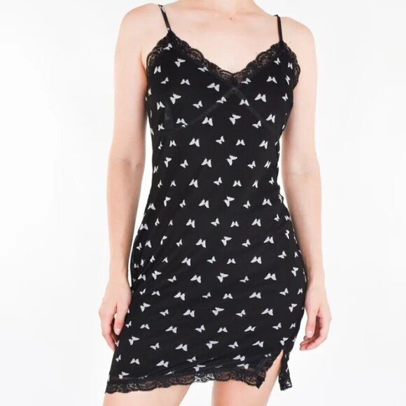 Wild Fable Women's Size XXL Black White Butterfly 90's Mesh Mini Slip Dress - Picture 1 of 12